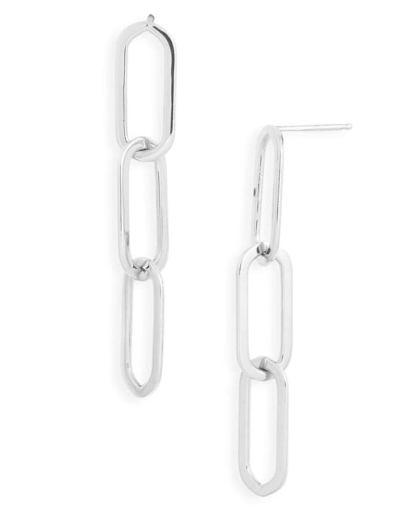 Front of a model wearing a size one-size-fits-all Meadow Earring in Silver in Silver by Jennifer Zeuner. | dia_product_style_image_id:346011